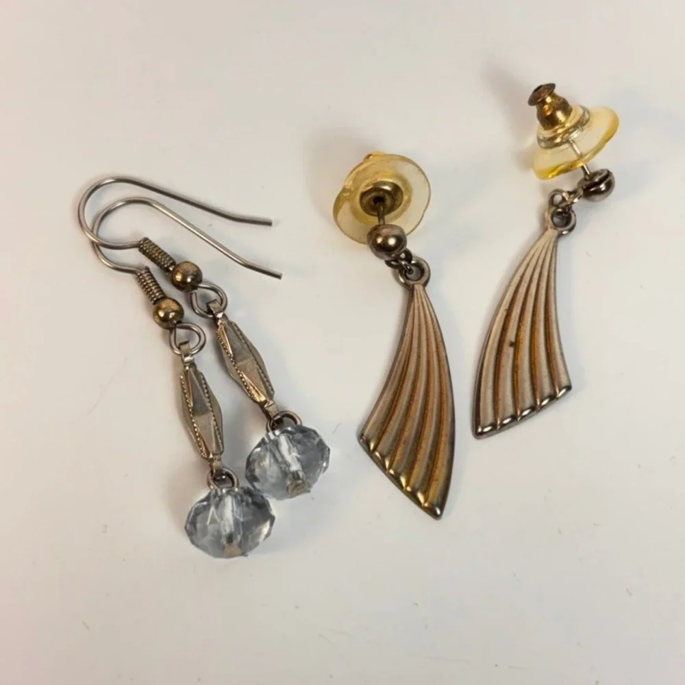 Vintage Earring Lot Black Gold Silver Boho Goth Piratecore 3 Pairs